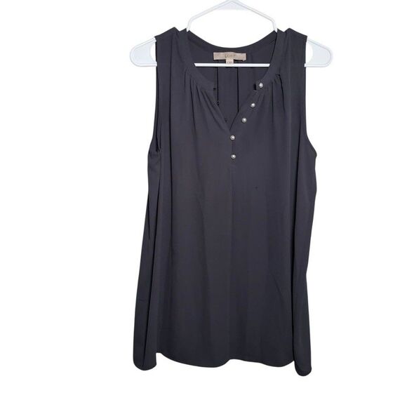 Loft Blouse Women's Medium V-Neck Popover Sleeveless Tank Top Shirt Career - Picture 1 of 10